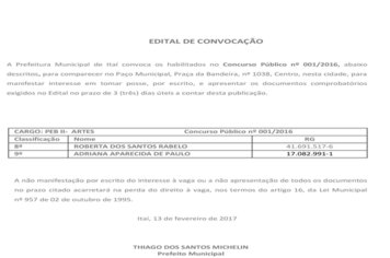 EDITAL DE CONVOCAÇÃO