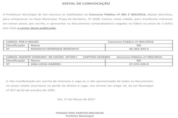 EDITAL DE CONVOCAÇÃO