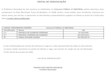 EDITAL DE CONVOCAÇÃO