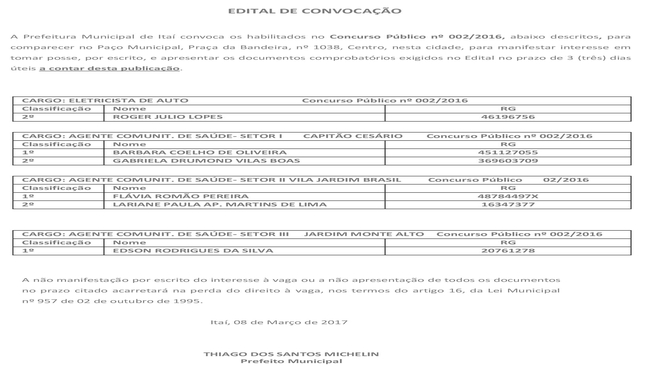 Edital de Convocação