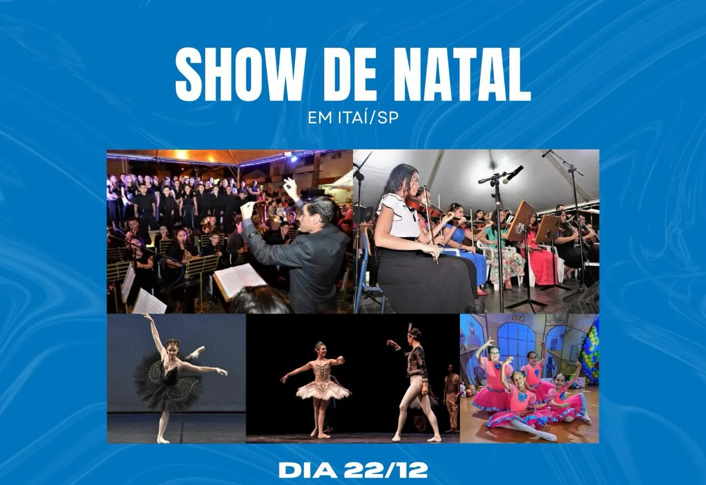 SHOW DE NATAL NESTA  SEGUNDA FEIRA DIA 22 DE DEZEMBRO NO LARGO DA PRAÇA DA BANDEIRA EM ITAÍ 